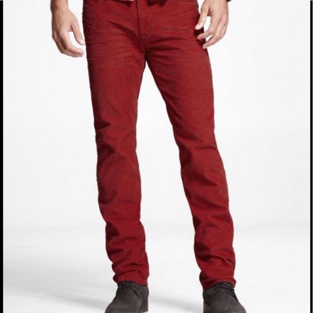 EXPRESS men's Size 32/32 red Rocco slim fit skinny leg jeans